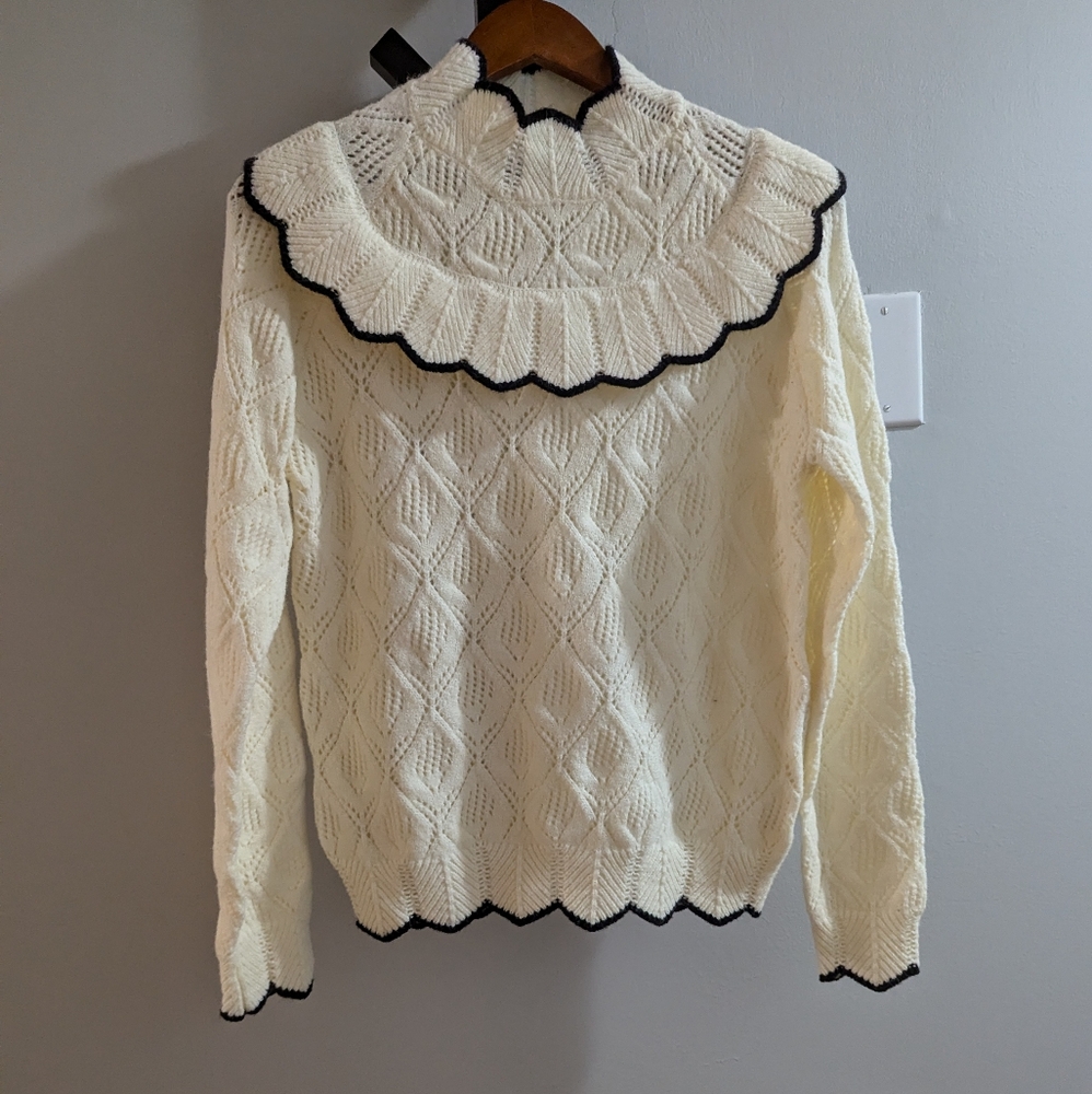 Kaily k ivory collared sweater